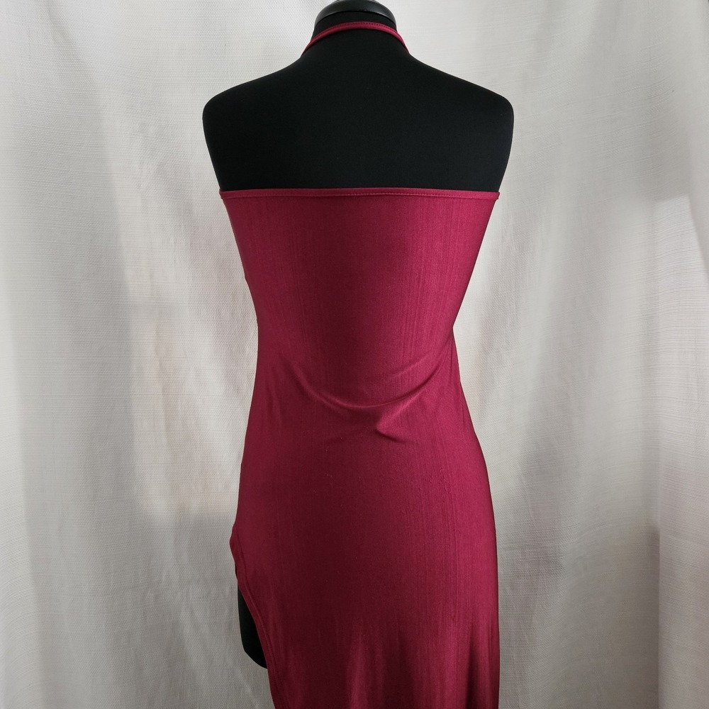 Halter Dress Woman's Sz L W/Cutout Side Slit Bodycon Party Cocktail Dress Sexy - Picture 3 of 9